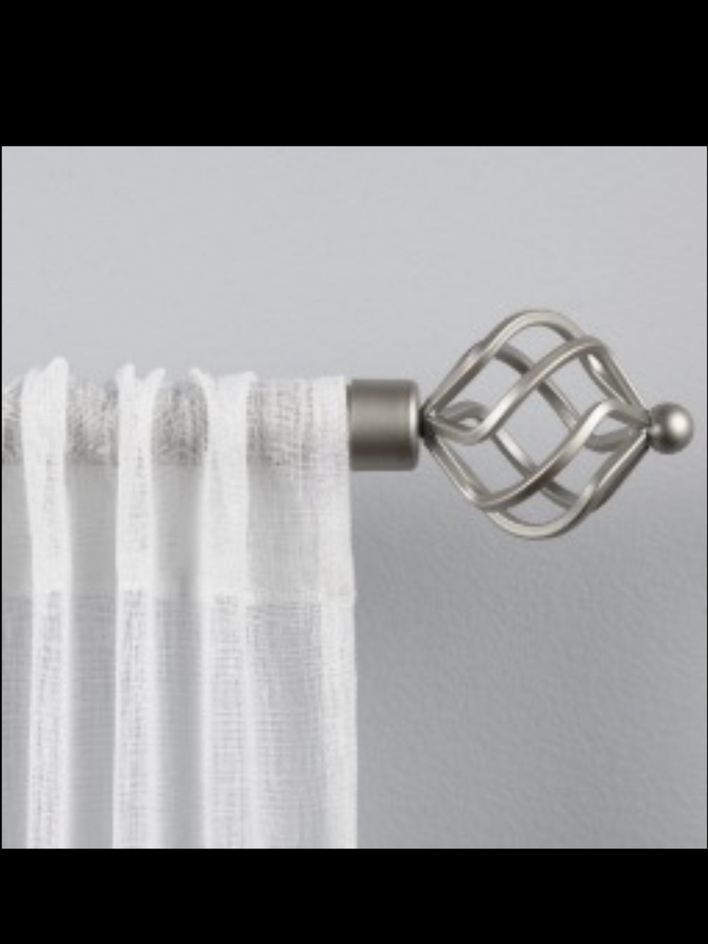 Decorative Metal Cage Finial Curtain Rod in Silver